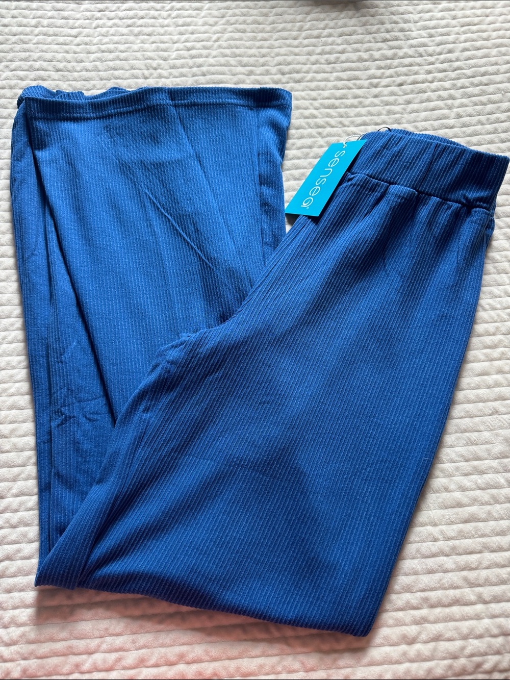 Lounge Ribbed Wide-Leg Pants in Royal Blue